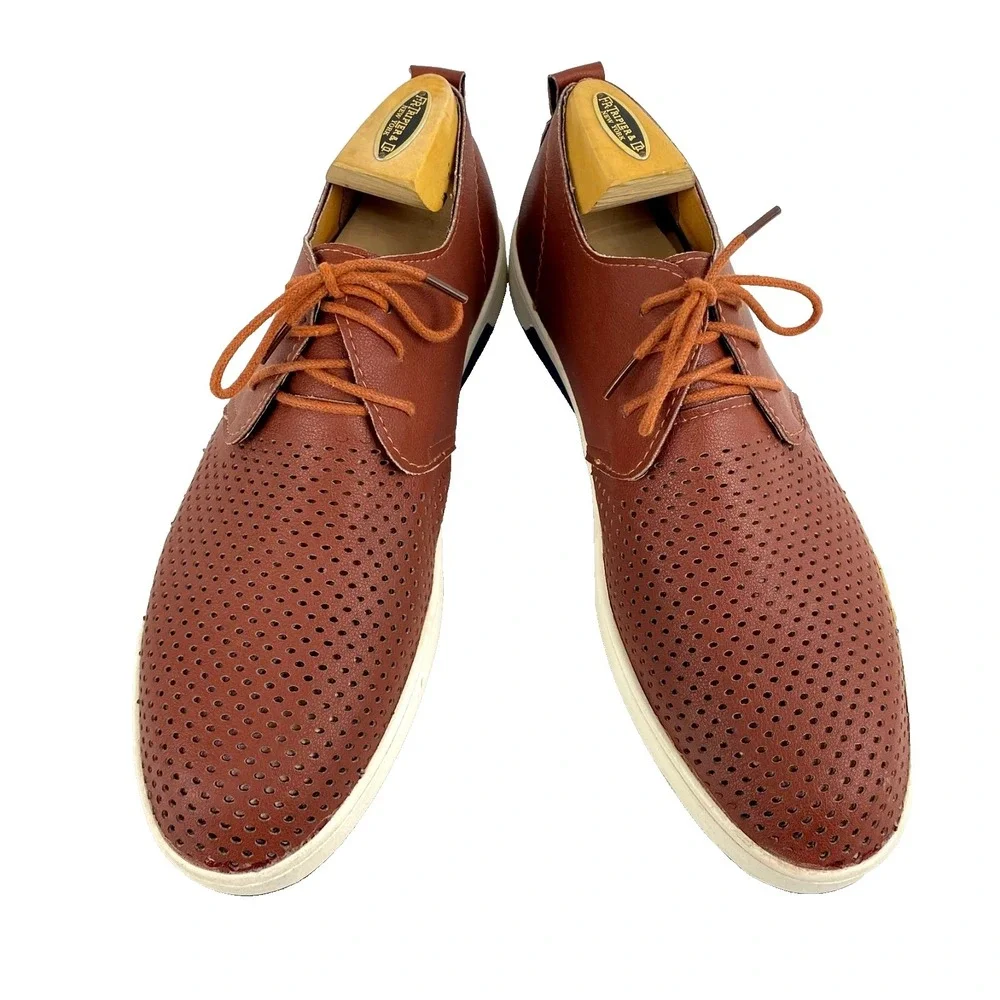 Merkmak Casual Oxford Shoes Men's 10 M Chestnut Brown Sneakers Comfort Loafers